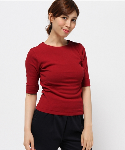 MOUSSY（マウジー）の「BACK ZIP HALF SLEEVE TOPS（Tシャツ/カットソー・レディース・ブルー/トップグレー/レッド/ホワイト/ブラック・FREE）」の14枚目の写真