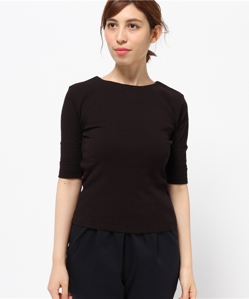 MOUSSY（マウジー）の「BACK ZIP HALF SLEEVE TOPS（Tシャツ/カットソー・レディース・ブルー/トップグレー/レッド/ホワイト/ブラック・FREE）」の6枚目の写真
