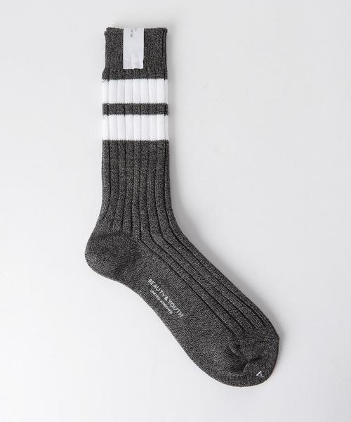 BEAUTY&YOUTH UNITED ARROWS(ビューティーアンドユースユナイテッドアローズ)の「BY シルケット リブ レギュラー ソックス◆(ソックス/靴下・メンズ・ホワイト/ダークグレー・フリー)」の2枚目の写真