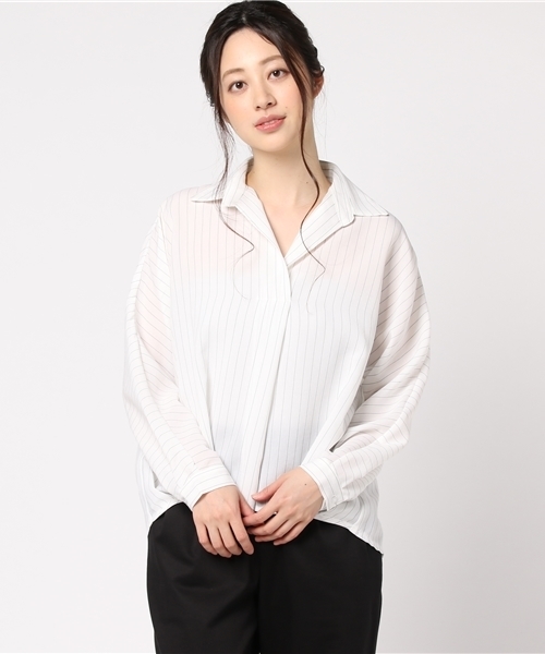 N.（N. Natural Beauty Basic）（エヌエヌナチュラルビューティーベーシック）の「フロントタックスキッパー（シャツ/ブラウス・レディース・ブラウン/ホワイト系その他/グレー/カーキ/ホワイト・MEDIUM）」の2枚目の写真