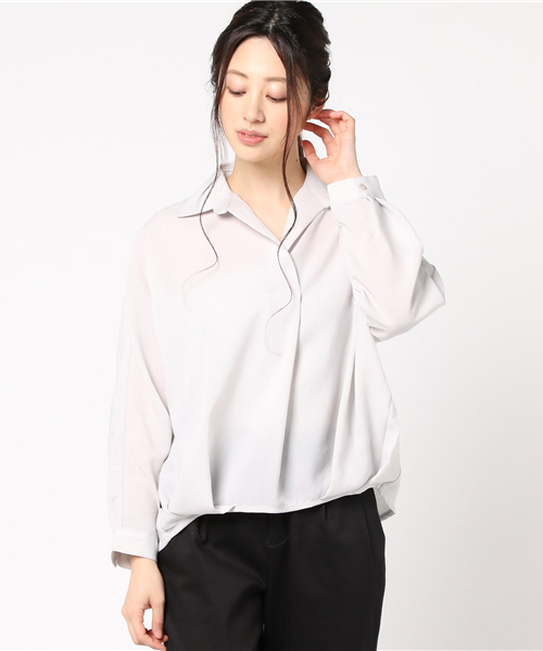 N.（N. Natural Beauty Basic）（エヌエヌナチュラルビューティーベーシック）の「フロントタックスキッパー（シャツ/ブラウス・レディース・ブラウン/ホワイト系その他/グレー/カーキ/ホワイト・MEDIUM）」の3枚目の写真