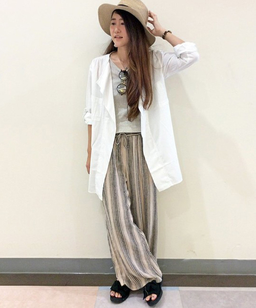 LBC（エルビーシー）の「リネンレーヨンワイドパンツ             （その他パンツ・レディース・オフホワイト/ダークグリーン・MEDIUM/LARGE）」の11枚目の写真