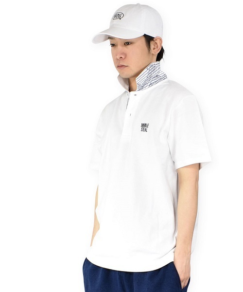 DOUBLE STEAL(ダブルスティール)の「Stripe Bandana POLO ポロシャツ(ポロシャツ・メンズ・ホワイト/ブラック/カーキ・LARGE/MEDIUM/X-LARGE)」の2枚目の写真