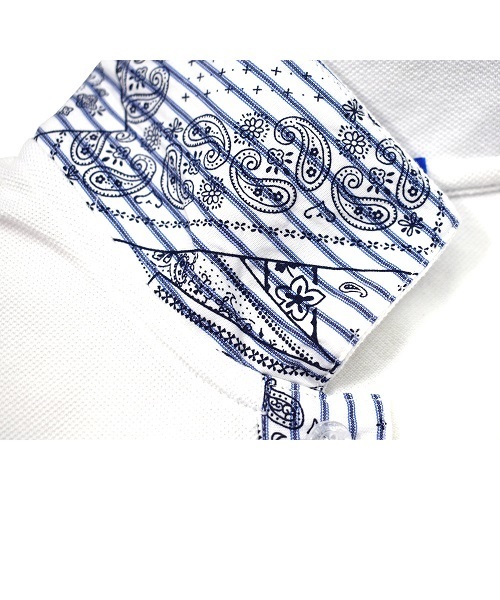 DOUBLE STEAL(ダブルスティール)の「Stripe Bandana POLO ポロシャツ(ポロシャツ・メンズ・ホワイト/ブラック/カーキ・LARGE/MEDIUM/X-LARGE)」の13枚目の写真