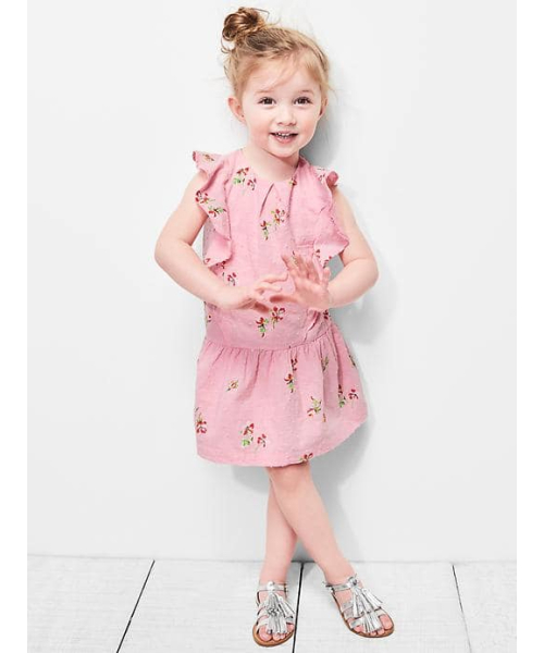 GAP（ギャップ）の「Gap フローラル ラッフルフロント ワンピース（ワンピース・キッズ・ピンク・80ｃｍ/95cm/90cm/100cm/105cm/110cm）」の4枚目の写真