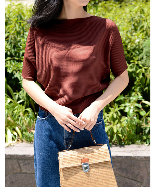 Re:EDIT（リエディ）の「[ゆったり、上品に。落ち着き感じる秋トップス]横リブドルマンプルオーバートップス/ニットトップス[リエディ]（ニット/セーター・レディース・ブラック/アイボリー/キャメル/ブルー/オレンジ/マスタード/モカ/パープル・MEDIUM）」の8枚目の写真