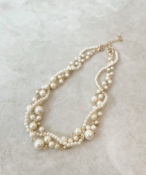 パールmixスクリューネックレス 結婚式 フォーマル デイリー ネックレス Three Four Time スリーフォータイム のファッション通販 Zozotown