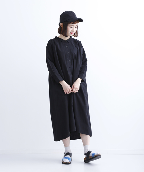 MERLOT(メルロー)の「ビッグシルエット襟付きシャツワンピース1452(シャツワンピース・レディース・ブラック/グリーン/ピンク/オフホワイト/ベージュ・FREE)」の8枚目の写真