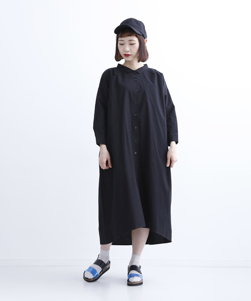 MERLOT(メルロー)の「ビッグシルエット襟付きシャツワンピース1452(シャツワンピース・レディース・ブラック/グリーン/ピンク/オフホワイト/ベージュ・FREE)」の12枚目の写真