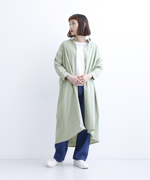 MERLOT(メルロー)の「ビッグシルエット襟付きシャツワンピース1452(シャツワンピース・レディース・ブラック/グリーン/ピンク/オフホワイト/ベージュ・FREE)」の13枚目の写真