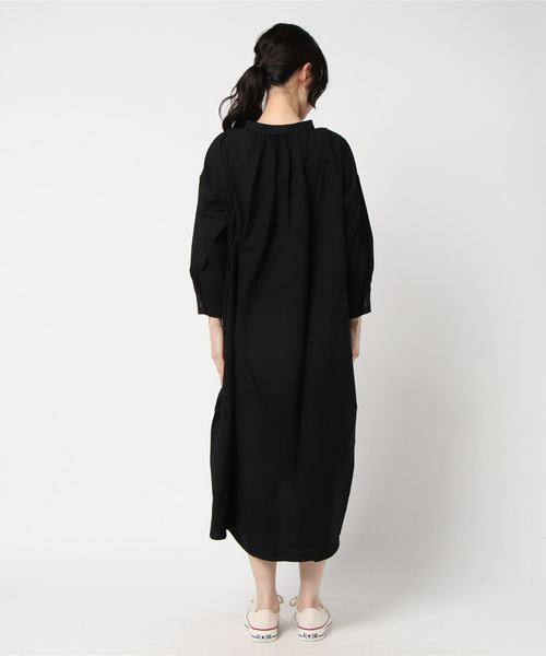 MERLOT(メルロー)の「ビッグシルエット襟付きシャツワンピース1452(シャツワンピース・レディース・ブラック/グリーン/ピンク/オフホワイト/ベージュ・FREE)」の14枚目の写真