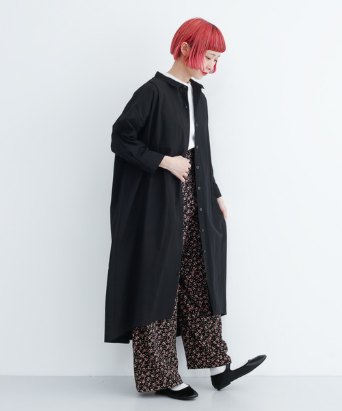 MERLOT(メルロー)の「ビッグシルエット襟付きシャツワンピース1452(シャツワンピース・レディース・ブラック/グリーン/ピンク/オフホワイト/ベージュ・FREE)」の17枚目の写真