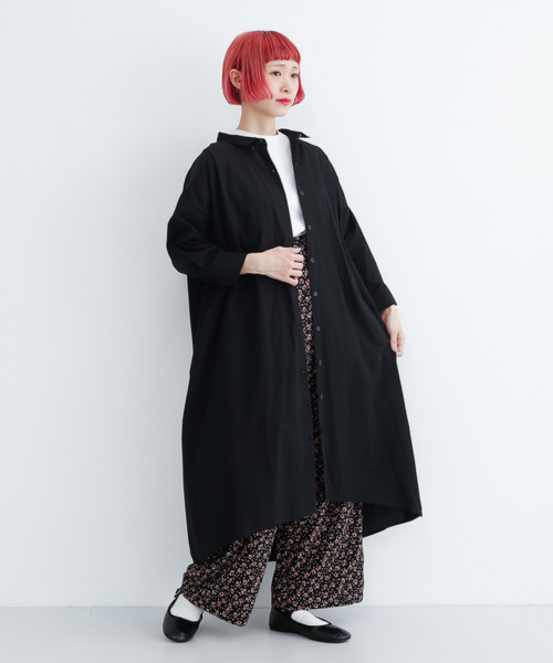 MERLOT(メルロー)の「ビッグシルエット襟付きシャツワンピース1452(シャツワンピース・レディース・ブラック/グリーン/ピンク/オフホワイト/ベージュ・FREE)」の18枚目の写真