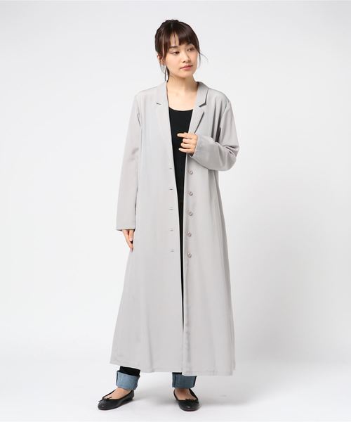 MIDIUMISOLID（ミディウミソリッド）の「バックプリーツテーラードコート（その他アウター・レディース・ライトグレー/ネイビー/グリーン・FREE）」の2枚目の写真