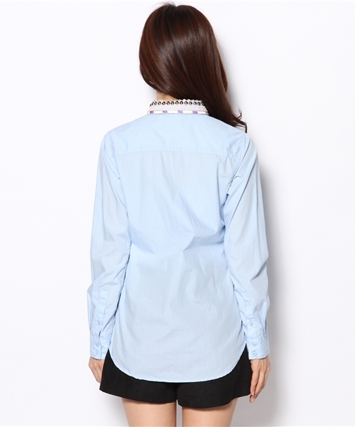 Another Edition(アナザーエディション)の「AE NEON/EMBR COL SHT(シャツ/ブラウス・レディース・ホワイト/ライトブルー・フリー)」の5枚目の写真