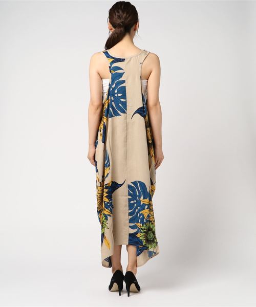 チャイハネ(チャイハネ)の「【チャイハネ】ヴィンテージアロハ柄ノースリーブワンピース(ワンピース・レディース・ホワイト/ブラック/ベージュ・FREE)」の5枚目の写真