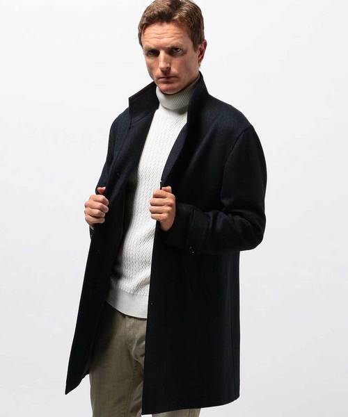 【MEN’S BIGI】へリンボン柄メルトンスタンドカラーブルゾンコート MEN'S BIGI（メンズビギ）の「ヘリンボーン柄メルトンスタンド