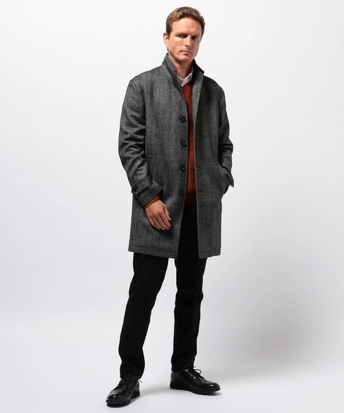 【MEN’S BIGI】へリンボン柄メルトンスタンドカラーブルゾンコート MEN'S BIGI（メンズビギ）の「ヘリンボーン柄メルトンスタンド