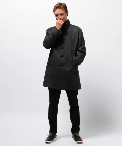 MEN'S BIGI(メンズビギ)の「ヘリンボーン柄メルトンスタンドカラーコート(ダウンジャケット/コート・メンズ・ネイビー/ホワイト系その他/ブラック系その他・LL/SS/S/M/L)」の5枚目の写真