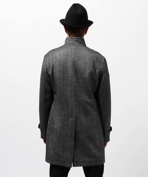 【MEN’S BIGI】へリンボン柄メルトンスタンドカラーブルゾンコート ヘリンボーンプリント スタンドカラーブルゾン＜ストレッチ