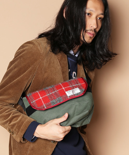 coen（コーエン）の「Harris Tweed（ハリスツイード） ミニショルダーバッグ2（ショルダーバッグ・メンズ・ライトブルー/コバルトブルー/レッド・FREE）」の3枚目の写真