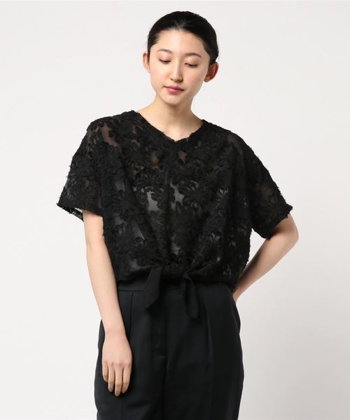 GeeRA（ジーラ）の「オーガンジージャカードブラウス（シャツ/ブラウス・レディース・ブラック/オフホワイト/ベージュ/ピンク・SMALL/X-LARGE/MEDIUM/LARGE）」の12枚目の写真