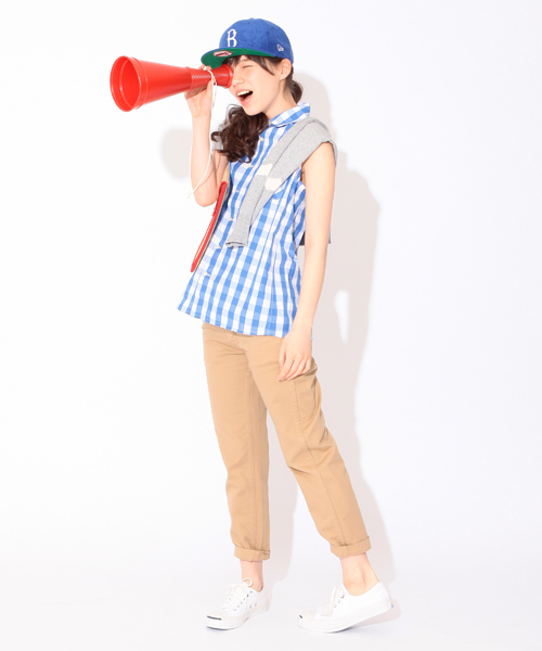 BEAMS BOY（ビームスボーイ）の「BEAMS BOY / ギンガム Aライン ノースリーブ シャツ（シャツ/ブラウス・レディース・ブルー/ネイビー・ONE SIZE）」の9枚目の写真