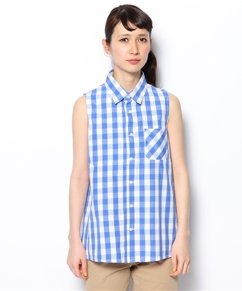 BEAMS BOY（ビームスボーイ）の「BEAMS BOY / ギンガム Aライン ノースリーブ シャツ（シャツ/ブラウス・レディース・ブルー/ネイビー・ONE SIZE）」の10枚目の写真