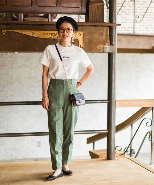 &. NOSTALGIA（アンドドットノスタルジア）の「刺繍ロゴTシャツ（Tシャツ/カットソー・レディース・オフホワイト/グリーン系その他/ピンク系その他・FREE）」の10枚目の写真