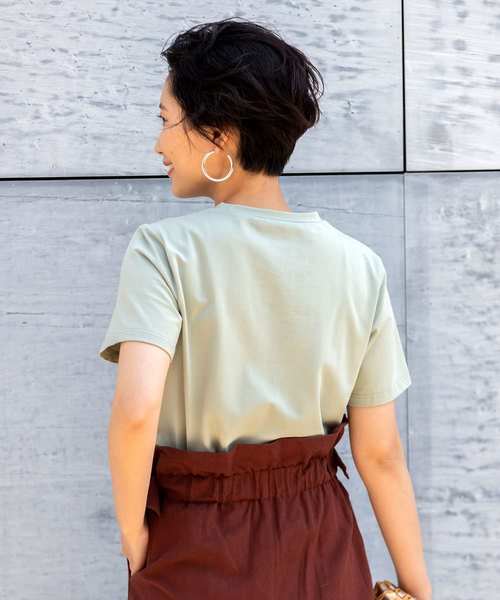 &. NOSTALGIA（アンドドットノスタルジア）の「刺繍ロゴTシャツ（Tシャツ/カットソー・レディース・オフホワイト/グリーン系その他/ピンク系その他・FREE）」の9枚目の写真