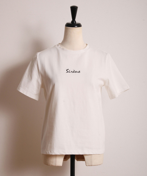 &. NOSTALGIA（アンドドットノスタルジア）の「刺繍ロゴTシャツ（Tシャツ/カットソー・レディース・オフホワイト/グリーン系その他/ピンク系その他・FREE）」の5枚目の写真