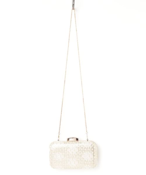 prendre la joie(プレンドレラジョア)の「【Prendre la joie】ラメ素材ボックスパーティーバッグ(クラッチバッグ)」|ホワイトゴールド