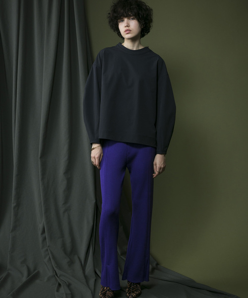 MAISON SPECIAL（メゾンスペシャル）の「ウォッシャブルウールリブパンツ【MAISON SPECIAL/メゾンスペシャル】■セットアップ対応■（その他パンツ・レディース・グレイッシュベージュ/パープル/ダークブラウン・FREE）」の11枚目の写真