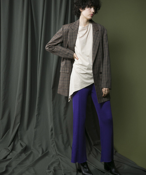 MAISON SPECIAL（メゾンスペシャル）の「ウォッシャブルウールリブパンツ【MAISON SPECIAL/メゾンスペシャル】■セットアップ対応■（その他パンツ・レディース・グレイッシュベージュ/パープル/ダークブラウン・FREE）」の12枚目の写真