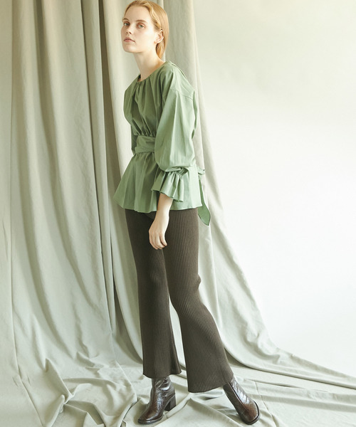 MAISON SPECIAL（メゾンスペシャル）の「ウォッシャブルウールリブパンツ【MAISON SPECIAL/メゾンスペシャル】■セットアップ対応■（その他パンツ・レディース・グレイッシュベージュ/パープル/ダークブラウン・FREE）」の16枚目の写真