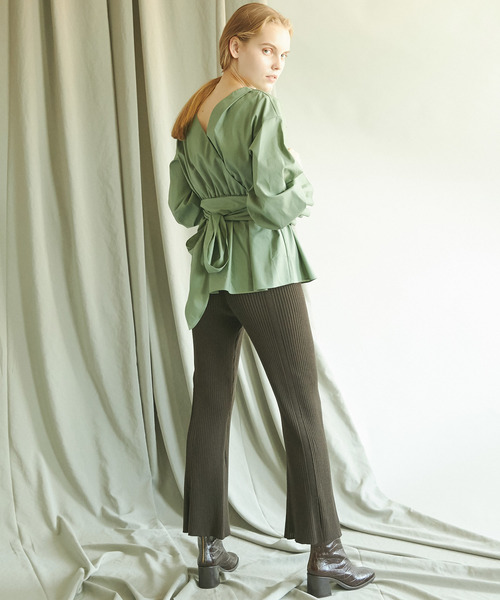 MAISON SPECIAL（メゾンスペシャル）の「ウォッシャブルウールリブパンツ【MAISON SPECIAL/メゾンスペシャル】■セットアップ対応■（その他パンツ・レディース・グレイッシュベージュ/パープル/ダークブラウン・FREE）」の15枚目の写真