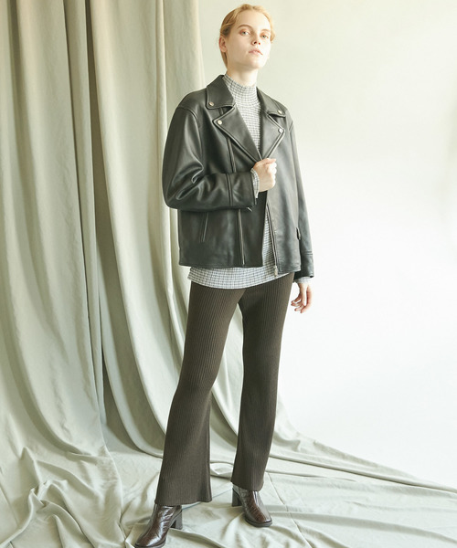 MAISON SPECIAL（メゾンスペシャル）の「ウォッシャブルウールリブパンツ【MAISON SPECIAL/メゾンスペシャル】■セットアップ対応■（その他パンツ・レディース・グレイッシュベージュ/パープル/ダークブラウン・FREE）」の18枚目の写真