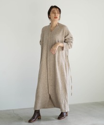 select MOCA | Vネックリラックスニットワンピース/ウールブレンドセンタースリットニットワンピース(ワンピース)