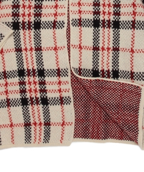 Ray BEAMS（レイビームス）の「Ray BEAMS / チェック ノーカラー  ニットコート（ノーカラージャケット・レディース・オフホワイト/ネイビー・ONE SIZE）」の15枚目の写真
