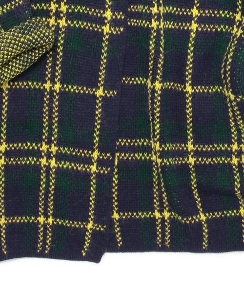 Ray BEAMS（レイビームス）の「Ray BEAMS / チェック ノーカラー  ニットコート（ノーカラージャケット・レディース・オフホワイト/ネイビー・ONE SIZE）」の11枚目の写真