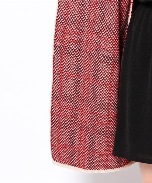 Ray BEAMS（レイビームス）の「Ray BEAMS / チェック ノーカラー  ニットコート（ノーカラージャケット・レディース・オフホワイト/ネイビー・ONE SIZE）」の3枚目の写真