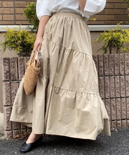 ap retro（アプレトロ）の「アシメティアードロングスカート【ZOZO限定アイテム】（スカート・レディース・ブラック/ベージュ/カーキ/モカ/ダークグリーン・FREE）」の4枚目の写真