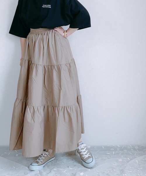ap retro（アプレトロ）の「アシメティアードロングスカート【ZOZO限定アイテム】（スカート・レディース・ブラック/ベージュ/カーキ/モカ/ダークグリーン・FREE）」の11枚目の写真