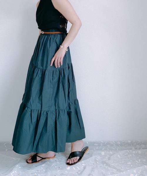 ap retro（アプレトロ）の「アシメティアードロングスカート【ZOZO限定アイテム】（スカート・レディース・ブラック/ベージュ/カーキ/モカ/ダークグリーン・FREE）」の20枚目の写真