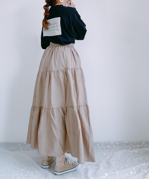 ap retro（アプレトロ）の「アシメティアードロングスカート【ZOZO限定アイテム】（スカート・レディース・ブラック/ベージュ/カーキ/モカ/ダークグリーン・FREE）」の16枚目の写真