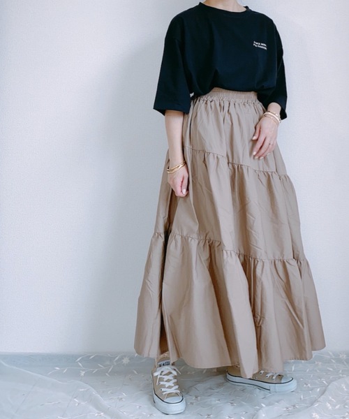 ap retro（アプレトロ）の「アシメティアードロングスカート【ZOZO限定アイテム】（スカート・レディース・ブラック/ベージュ/カーキ/モカ/ダークグリーン・FREE）」の15枚目の写真