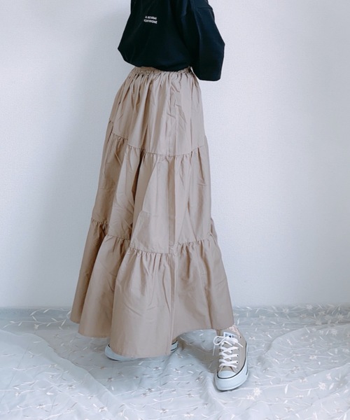 ap retro（アプレトロ）の「アシメティアードロングスカート【ZOZO限定アイテム】（スカート・レディース・ブラック/ベージュ/カーキ/モカ/ダークグリーン・FREE）」の13枚目の写真