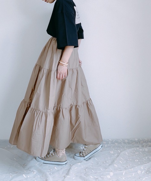 ap retro（アプレトロ）の「アシメティアードロングスカート【ZOZO限定アイテム】（スカート・レディース・ブラック/ベージュ/カーキ/モカ/ダークグリーン・FREE）」の14枚目の写真