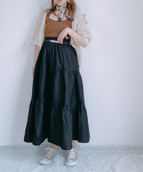 ap retro（アプレトロ）の「アシメティアードロングスカート【ZOZO限定アイテム】（スカート・レディース・ブラック/ベージュ/カーキ/モカ/ダークグリーン・FREE）」の9枚目の写真