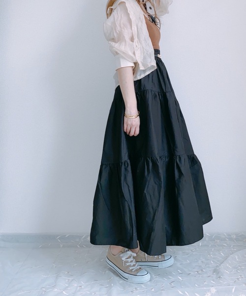 ap retro（アプレトロ）の「アシメティアードロングスカート【ZOZO限定アイテム】（スカート・レディース・ブラック/ベージュ/カーキ/モカ/ダークグリーン・FREE）」の7枚目の写真